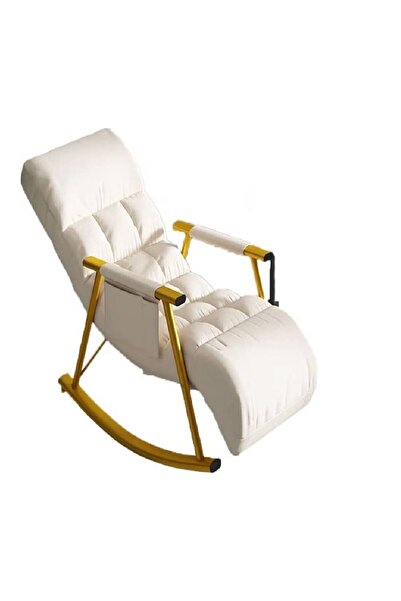 NKX Rocking chair recliner upgraded version off-white With Golden legs (tech ...