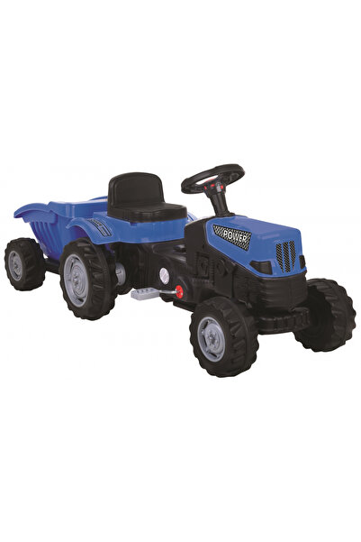 PİLSAN Power Blue children's tractor with trailer, pedal-operated, chain transmission, steering wheel with clutch