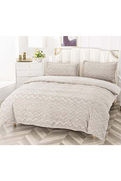 trendyhome Double Bed Linen, Fluffy Cocolino Material, 4 Pieces, Solid Gray, PT 23713