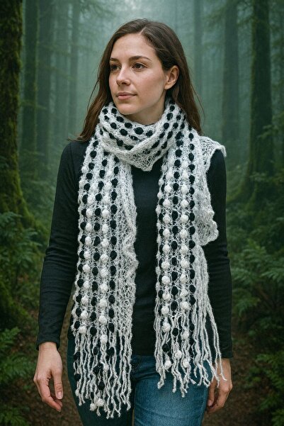 Gönülden Tasarım Eșarfă pentru femei din bumbac tricotat manual
