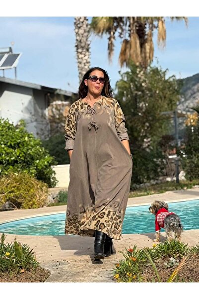 Punta Otantik فستان مخملي بنمط الفهد الإيطالي YG35027 من فرو المنك