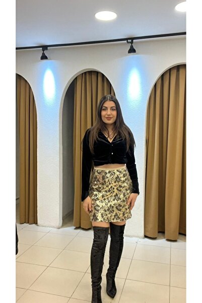 SUNAYBUTİK GOLD PAYETLİ MİNİ ETEK