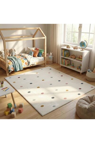 Danube Home Dots Kids Rug Area Rug Floor Covering 150x150cm-White Multi 23120...