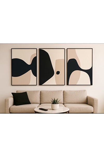 bity thok طقم لوحات فنية تجريدية بأشكال هندسية – 3 قطع، مقاس 60x90