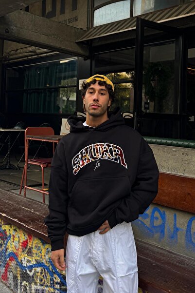Flaw Wear Premium Kumaş Shukr Baskılı Hoodie Siyah