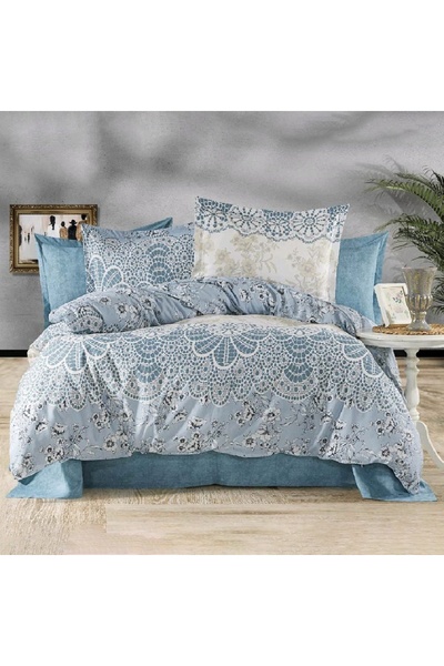 Artenova 2-person bed linen set with 2 pillowcases, duvet cover and bed sheet, blue