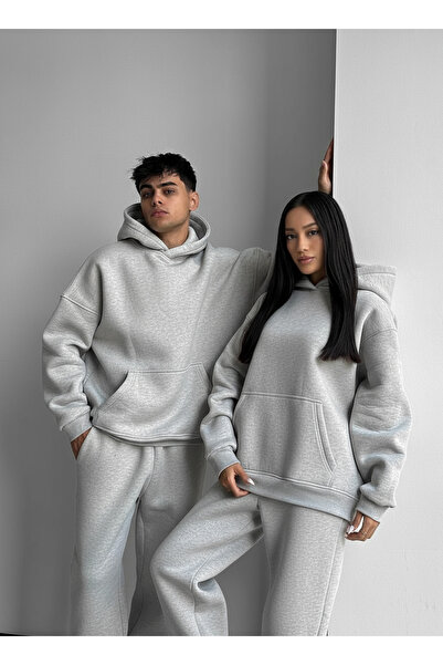 BARLİZ Ειδικό Βασικό Σετ Φόρμας με Κουκούλα σε Μεγάλο Μέγεθος για Ζευγάρια (Μ...