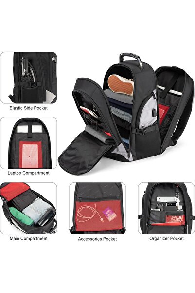 Tzowla Travel Laptop Backpack for Men & Women, 17.3-inch, Water Resistant, Anti-Theft, TSA Friendly