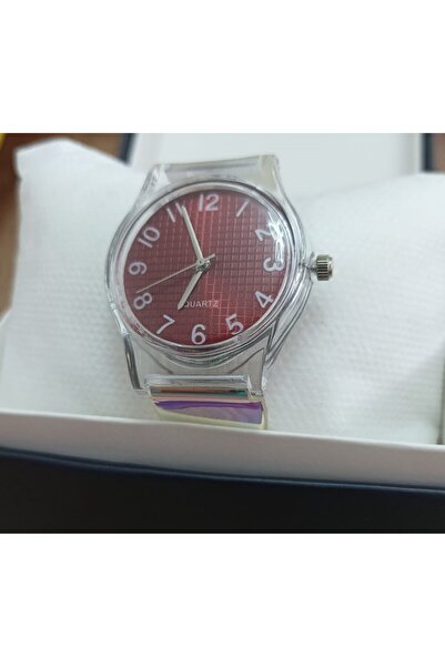 Gerçek Hediyelik Kadın Kol Saati - Yarı Şeffaf Parlak (Hologram Efektli) Sili...