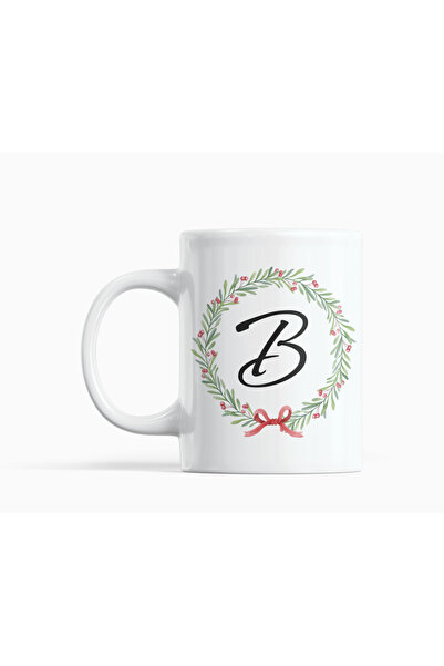 Nino Store New Year's Letter Wreath Design Mug – New Year's Gift with Initial...