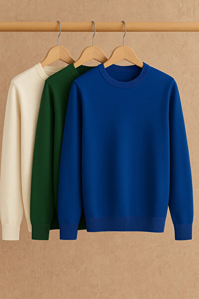 COMBİNE MİCHAİL سترة تريكو أساسية للرجال مكونة من 3 قطع