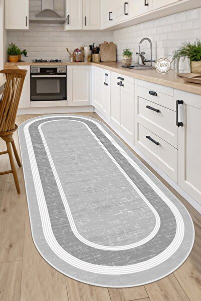 West Home Makinede yıkanabilir kaymaz taban leke tutmaz dijital oval mutfak halısı salon halısı ve yolluk