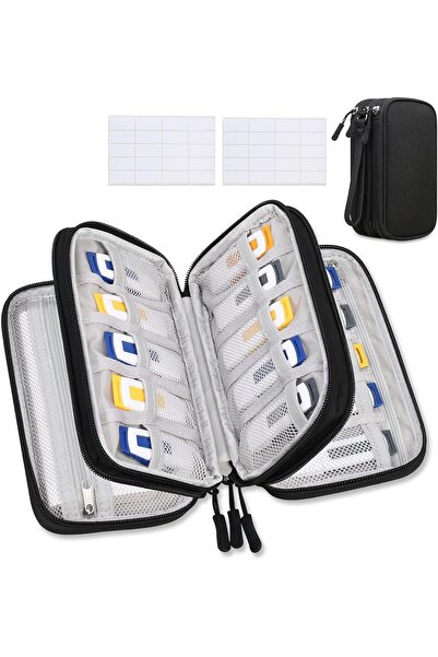 Lacdo حافظة محرك أقراص فلاش USB مع ملصقات - منظم محمول ذو سعة كبيرة لمحركات أقراص فلاش USB، S