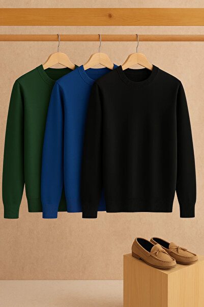 COMBİNE MİCHAİL Erkek Bisiklet Yaka Basic 3 Lü Triko Kazak