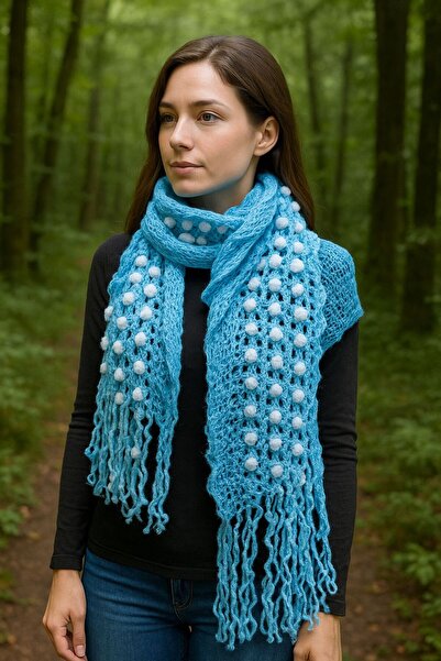 Gönülden Tasarım Eșarfă pentru femei din bumbac tricotat manual