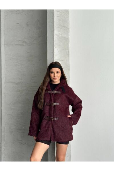 WYNA BOUTİQUE Oversize Cardigan with Tie-Up Stone Feathers