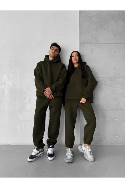 BARLİZ Basic Oversized Hooded Tracksuit Set Special for Couples (Single)
