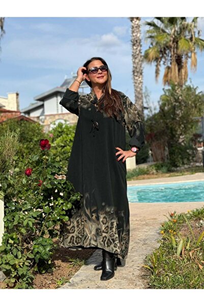 Punta Otantik Yg35027 Italian Leopard Pattern Velvet Dress Smoked