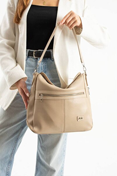 H&D COLLECTİON كريم نسائي 1. حقيبة كتف كاجوال ذات صناعة متقنة