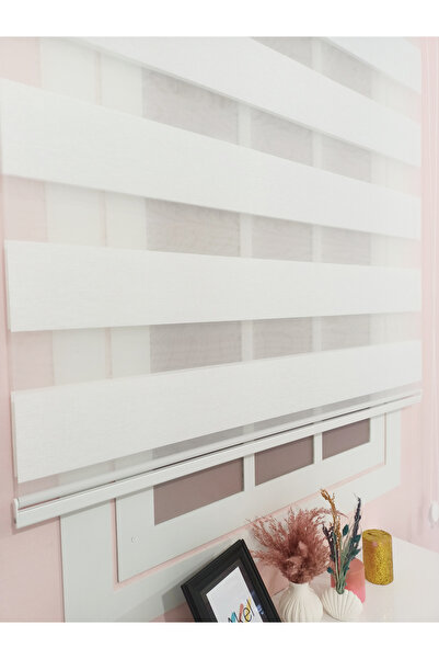 evana home Düz Beyaz Zebra Stor Perde – Modern Parlak Dokulu Zebra Tasarım