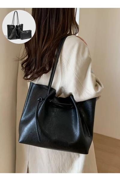 APERIS Women's Vintage Vegan Leather Tote Bag Shoulder Bags Underarm Purse Work Satchels Travel Handbag Bl