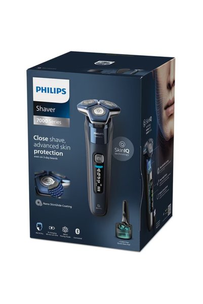 Philips Aparat de ras Shaver Series 7000 S7885/50, acumulator, autonomie 60 min, SkinIQ, albastru