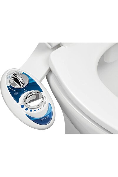 Luxe Bidet Neo 120 - Self Cleaning Nozzle Bidet Toilet Attachment (Blue/White)