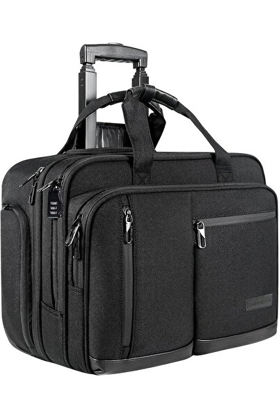 VANKEAN 17.3 Inch Rolling Laptop Bag – Waterproof Rolling Briefcase, Black