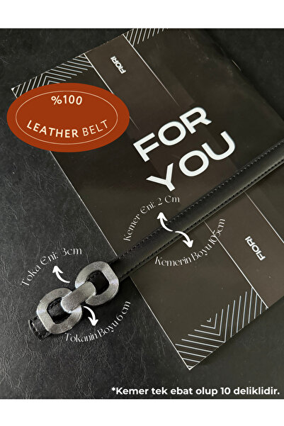 Fiori Genuine Curved Leather Double Buckle Women's Trouser Belt, Coat Belt, Shirt Belt, Dress Belt