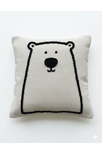 Les Passent Детска възглавница с фигурка на мече от изпрано лен