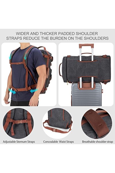 Tzowla Canvas Travel Backpack - 3-in-1 Convertible Duffel/Messenger, Fits 17-inch Laptop