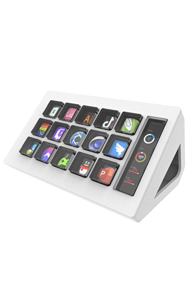 OEM Stream Deck for PC with 15 Programmable LCD Keys + Additional Vertical Screen, USB-C, White