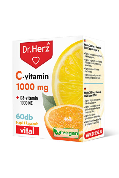 Dr Herz Capsule vegane Vitamina C 1000 mg + Vitamina D3 60 buc