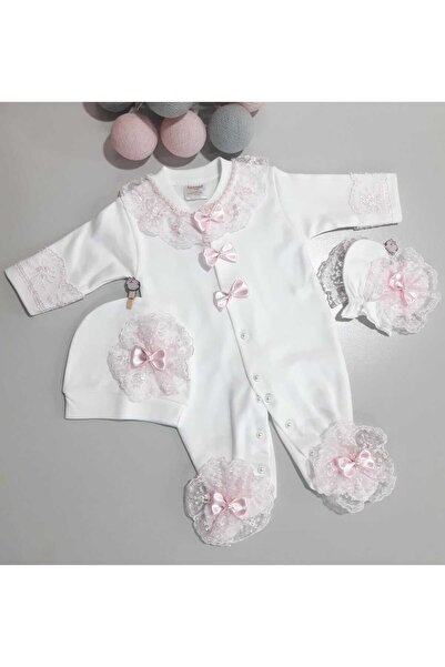 Sönmez Baby طقم ثلاثي للفتيات الرضع يتكون من بدلة من القطن الممشط مع فيونكة د...