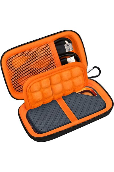 Lacdo Hard Carrying Case for SanDisk Extreme/Extreme Pro Portable SSD (Black+Orange)