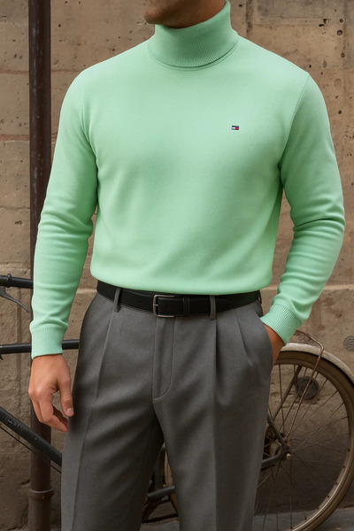 comstar Men's Premium High Neck Mint Knit Sweater