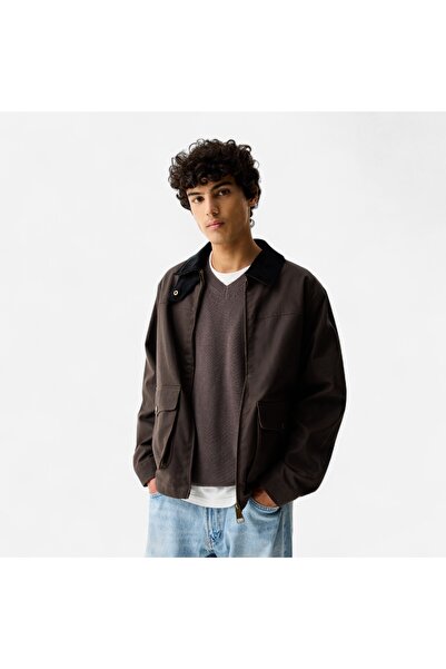 Hunter DUGGAN OVERSIZED WAXED JACKET Erkek Kahverengi Mont HARM0072251-CB