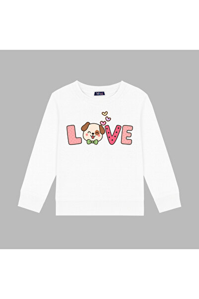 mixxi fashion Cute Dog Love Printed 3-Thread Crew Neck Girls' Sweatshirt (4-1...