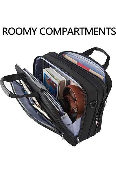 VANKEAN Laptop Bag Briefcase Fits Up to 18-inch Laptops, Water-Repellent, Expandable - Black