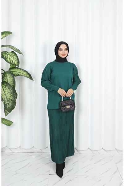 NİSUM MODA Silvery Mercerized Skirt Suit