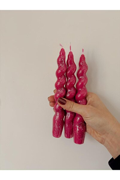 civcivsim Koyu Pembe Simli Tekli Burgu Mum