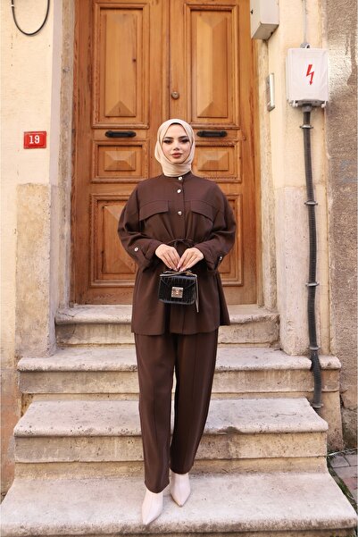 NİSUM MODA Double Pocket Lace-Up Modal Suit