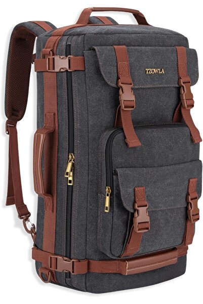 Tzowla Canvas Travel Backpack - 3-in-1 Convertible Duffel/Messenger, Fits 17-inch Laptop