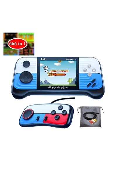 Generic Portable game console with a 3.0-inch screen and 666 games; a portable game console with multiple classic games.