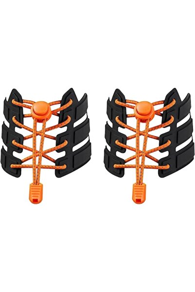 Sarphia Store Reflective elastic NO TOUCH shoelaces with metal caps - orange