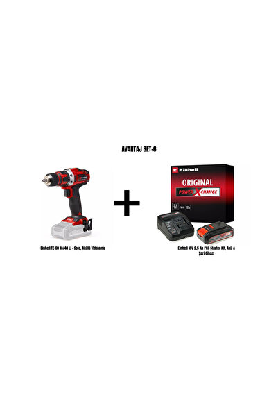 Einhell Set-6 (Einhell TE-CD 18/40 Li Akülü Vidalama+Einhell 18V 2,5 Ah Akü & Şarj Cihazı)