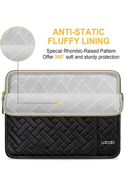 Lacdo 15-15.6 Inch Laptop Sleeve Case for 15.6 inch Laptops - Black