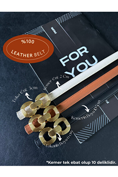 Fiori 3-Piece Genuine Curved Leather Double Buckle Women's Trouser Belt, Coat Belt, Shirt Belt