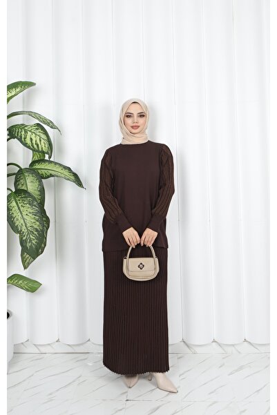 NİSUM MODA Silvery Mercerized Skirt Suit