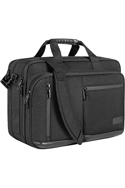 VANKEAN Laptop Bag Premium 17.3" Business Briefcase Expandable Water-Repellent Messenger - Black